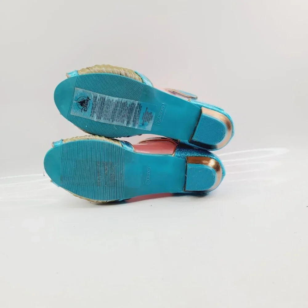 Disney Girl's Blue Jasmine‎ Costume Open Toe Princess Casual Mary Jane Shoes 3 - Picture 5 of 9